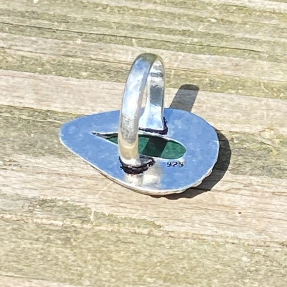 Large genuine Malachite ring .925 Sterling Silver size 7.5 - Picture 10 of 15